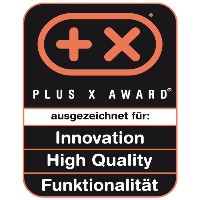 Plus X Award Innovation, High Quality, Funktionalität